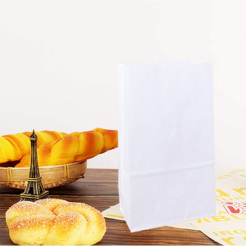 KEYYOOMY Small Bright Color Paper Bags White Party Favor Bags Party Goodie Bag Paper Lunch Bag (White, 50 CT, 4.7 X 2.4 X 8.7 In) - Image 5